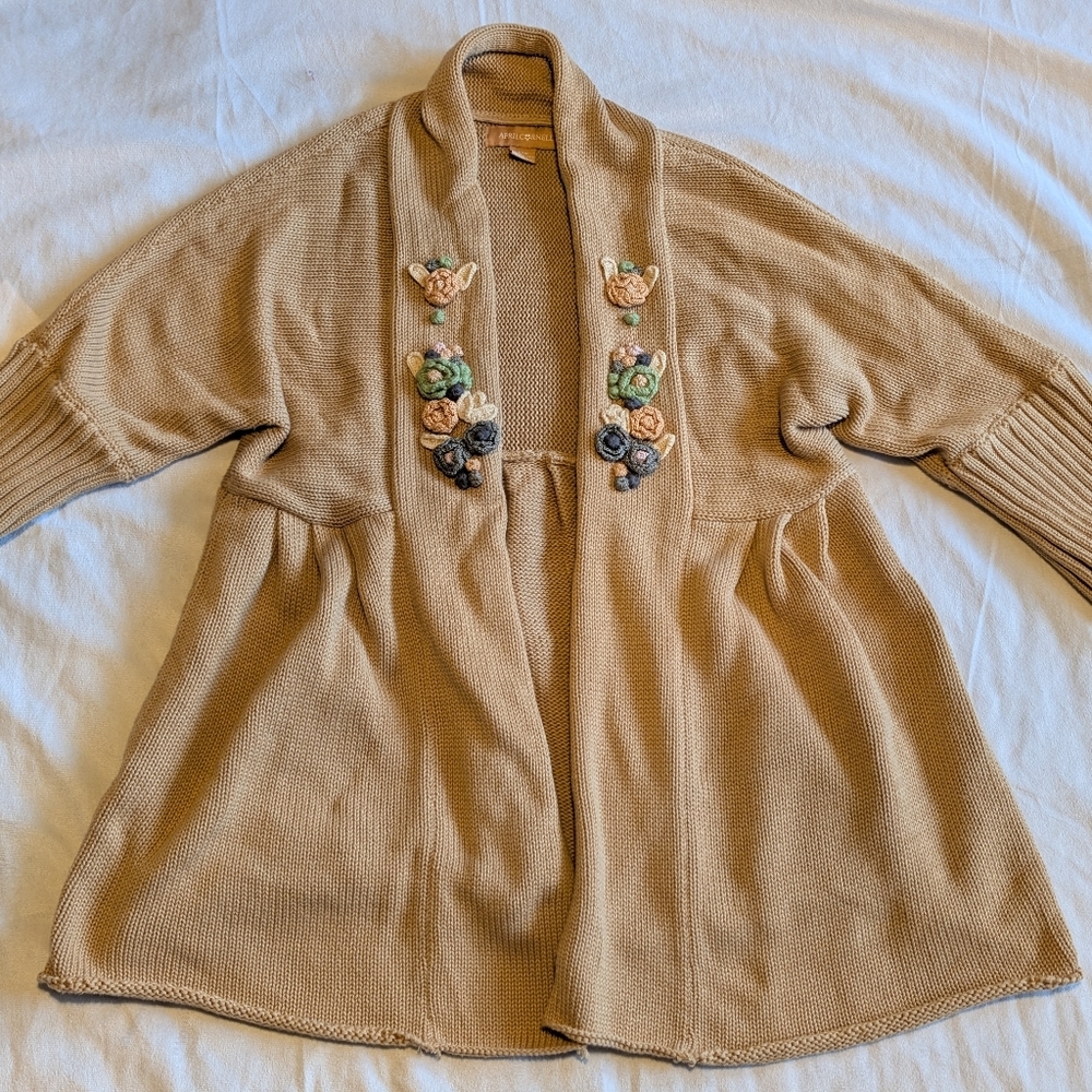 April Cornell Angel Sweater Cardigan Size XXS Embroidery